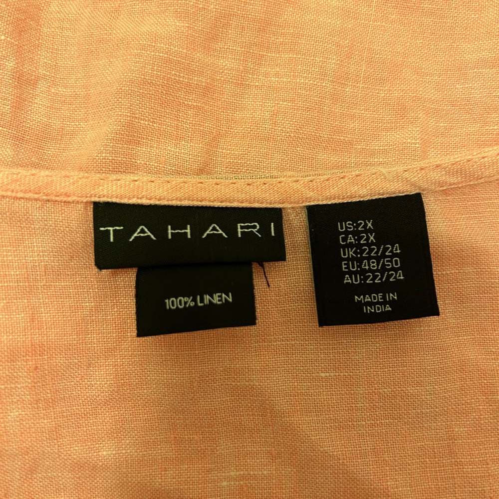 Tahari pink linen tunic, size 2X - Picture 6 of 6